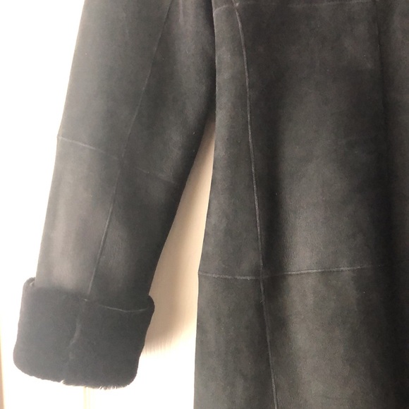 Cole Haan Vintage ✨Rare ✨ Country Suede Shearling Wrap Coat Sz M - Picture 4 of 8